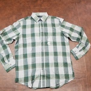 Club Room Mens Flannel Plaid Button-Down Green NWT